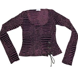 Versace long sleeve Lace Up Crop Top